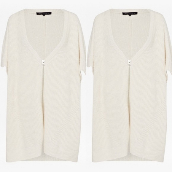 FCUK Honeycomb Stitch V Neck Zip Sweater Poncho - Picture 6 of 8